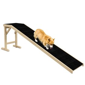 PawHut Dog Ramp Pet Ramp for Bed, Non-Slip Carpet, Top Platform, 74" x 16" x 25", Natural PawHut Dog Ramp Pet Ramp for Bed, Non-Slip Carpet, Top Platform, 74" x 16" x 25", Natural