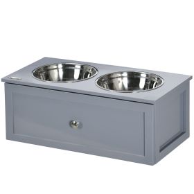 PawHut Elevated Dog Bowls with Storage, 2 Stainless Steel Bowls, for Medium Dogs, Gray PawHut Elevated Dog Bowls with Storage, 2 Stainless Steel Bowls, for Medium Dogs, Gray